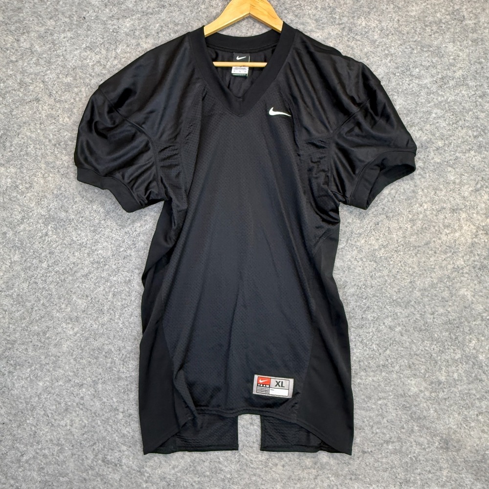 VTG Nike Blank Football Jersey Mens XL Black Team Mesh‎ Engineered Swoosh NFL